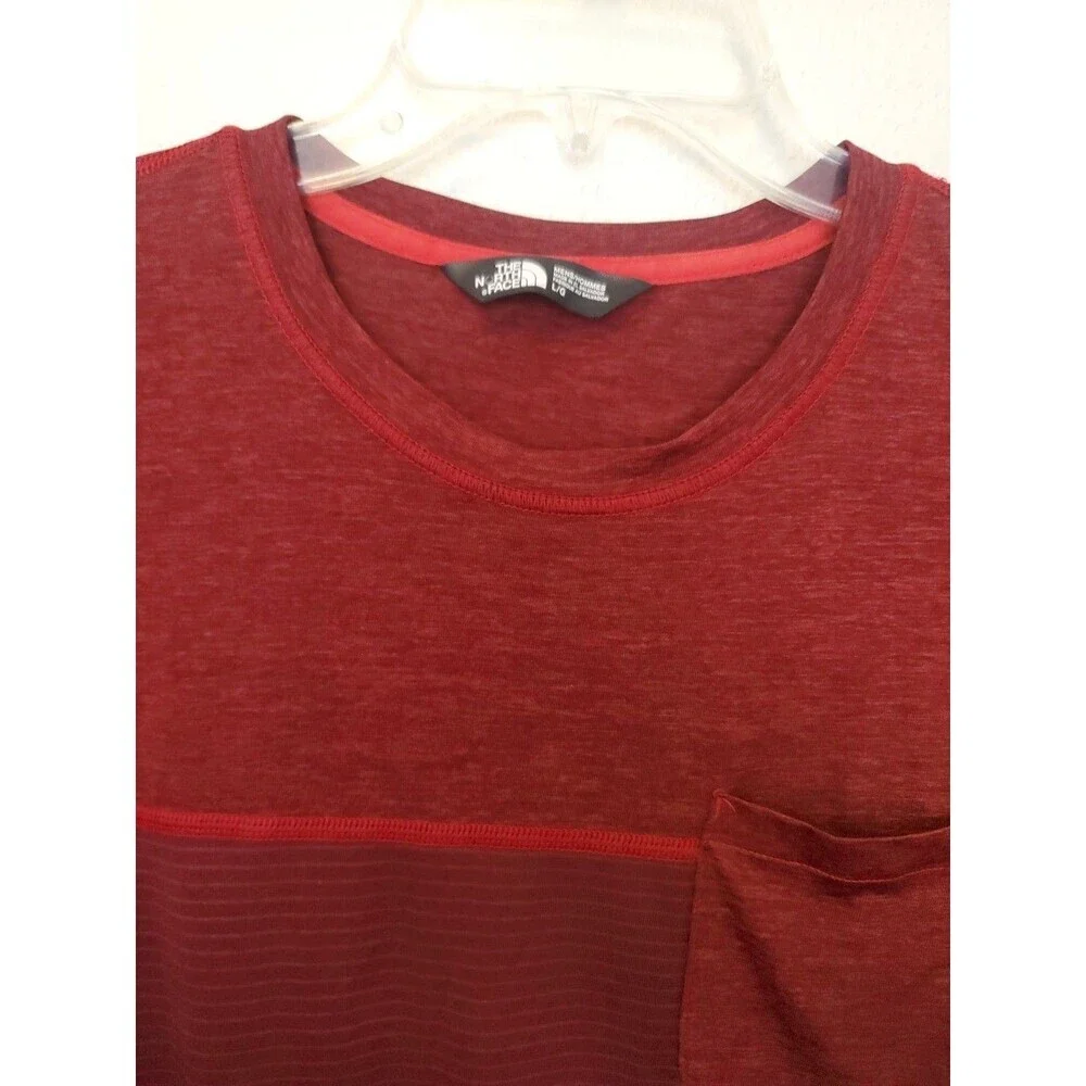 The North Face‎ T-shirt Flash Dry 100% Polyester Men's L Maroon Short Sleeve Tee - Picture 7 of 16